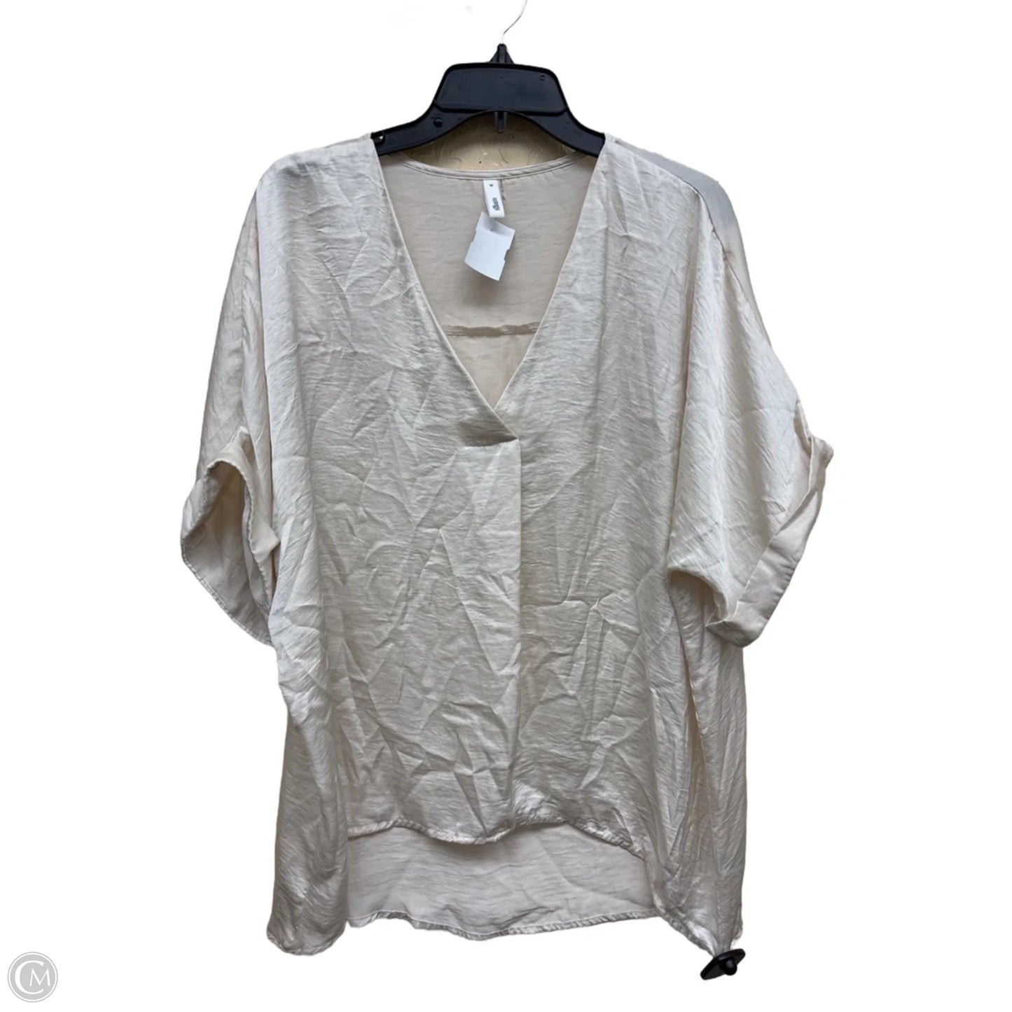 Top Short Sleeve By Glam In Cream, Size: M