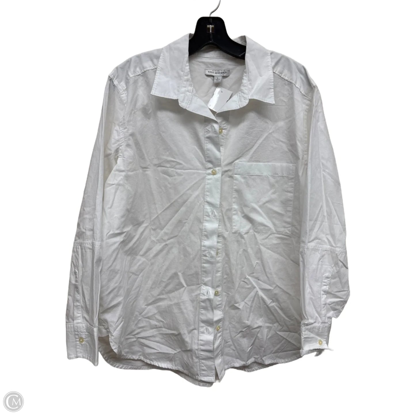 Top Long Sleeve By Free Assembly In White, Size: L