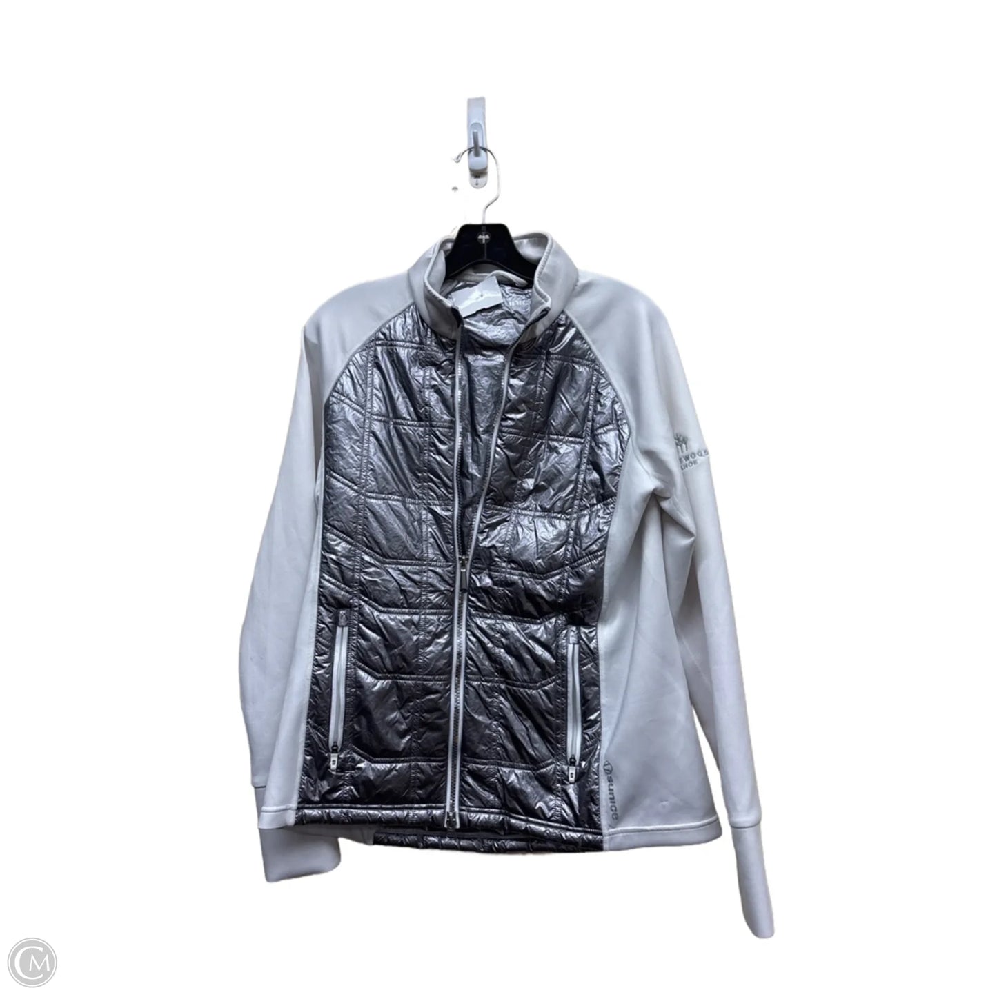 Athletic Jacket By Clothes Mentor In Silver & White, Size: M