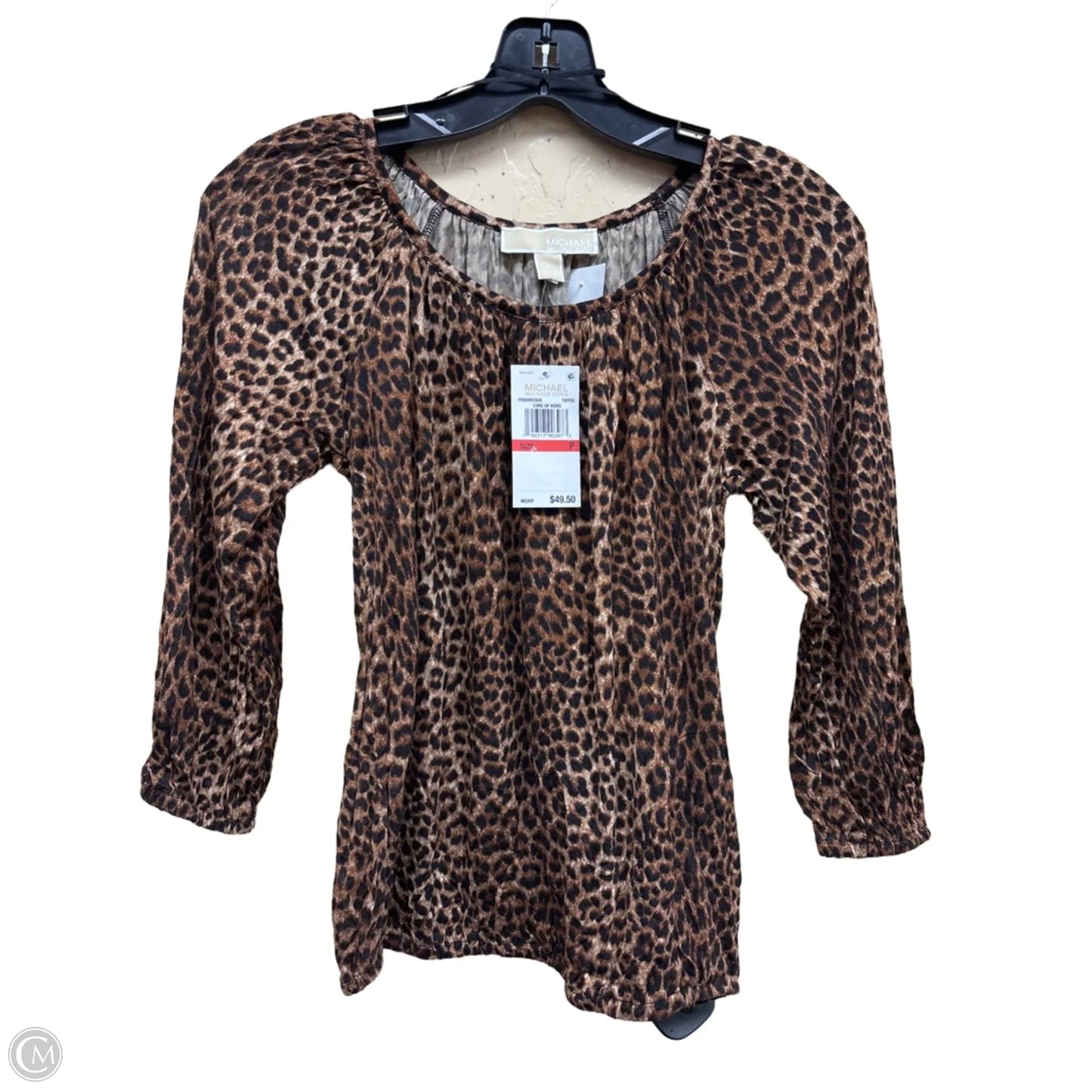 Top Long Sleeve By Michael By Michael Kors In Animal Print, Size: Xs