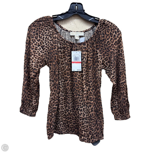 Top Long Sleeve By Michael By Michael Kors In Animal Print, Size: Xs