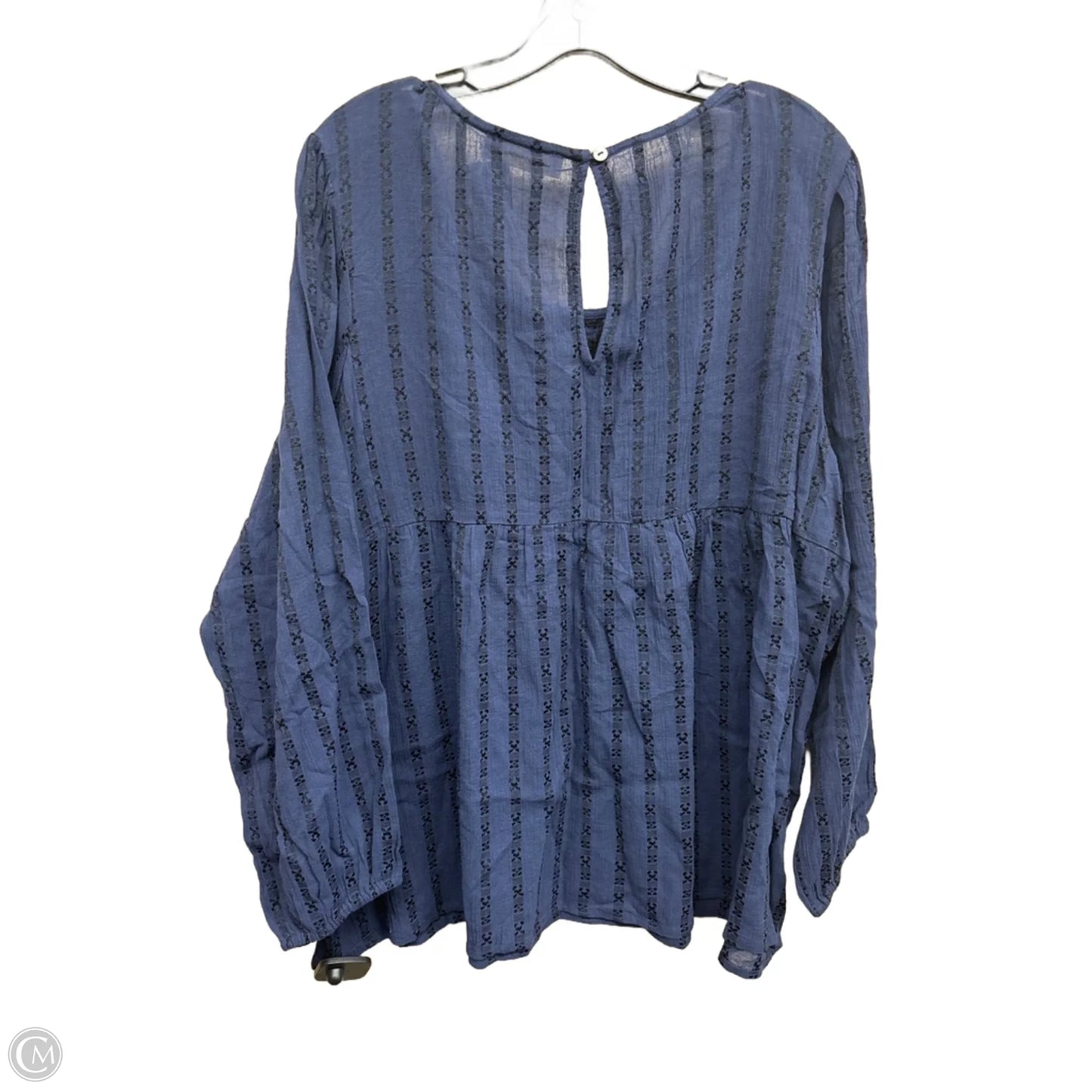 Top Long Sleeve By Lucky Brand In Black & Blue, Size: Xxl