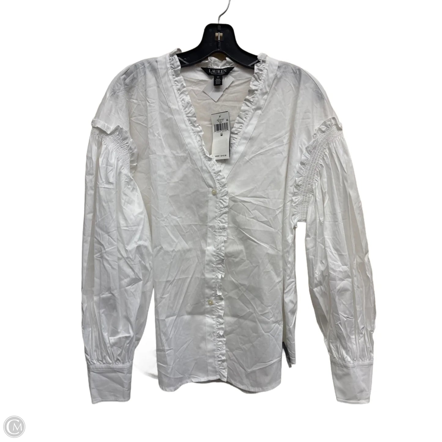 Top Long Sleeve By Lauren By Ralph Lauren In White, Size: M