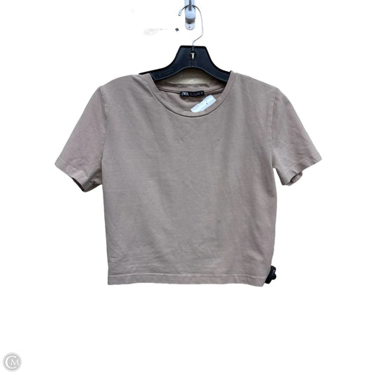 Top Short Sleeve By Zara In Tan, Size: L