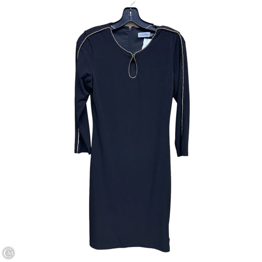 Dress Casual Midi By Calvin Klein In Black & Gold, Size: 4