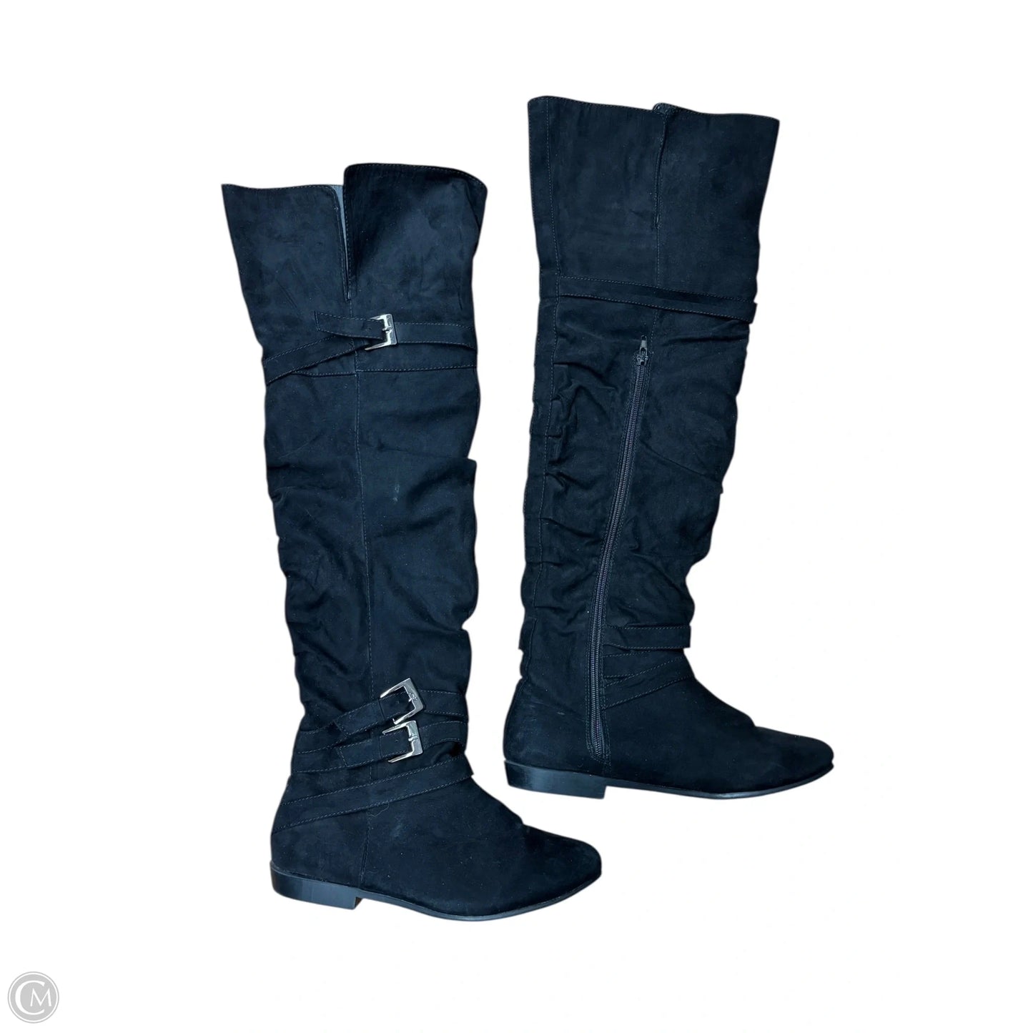 Boots Knee Flats By Clothes Mentor In Black, Size: 9