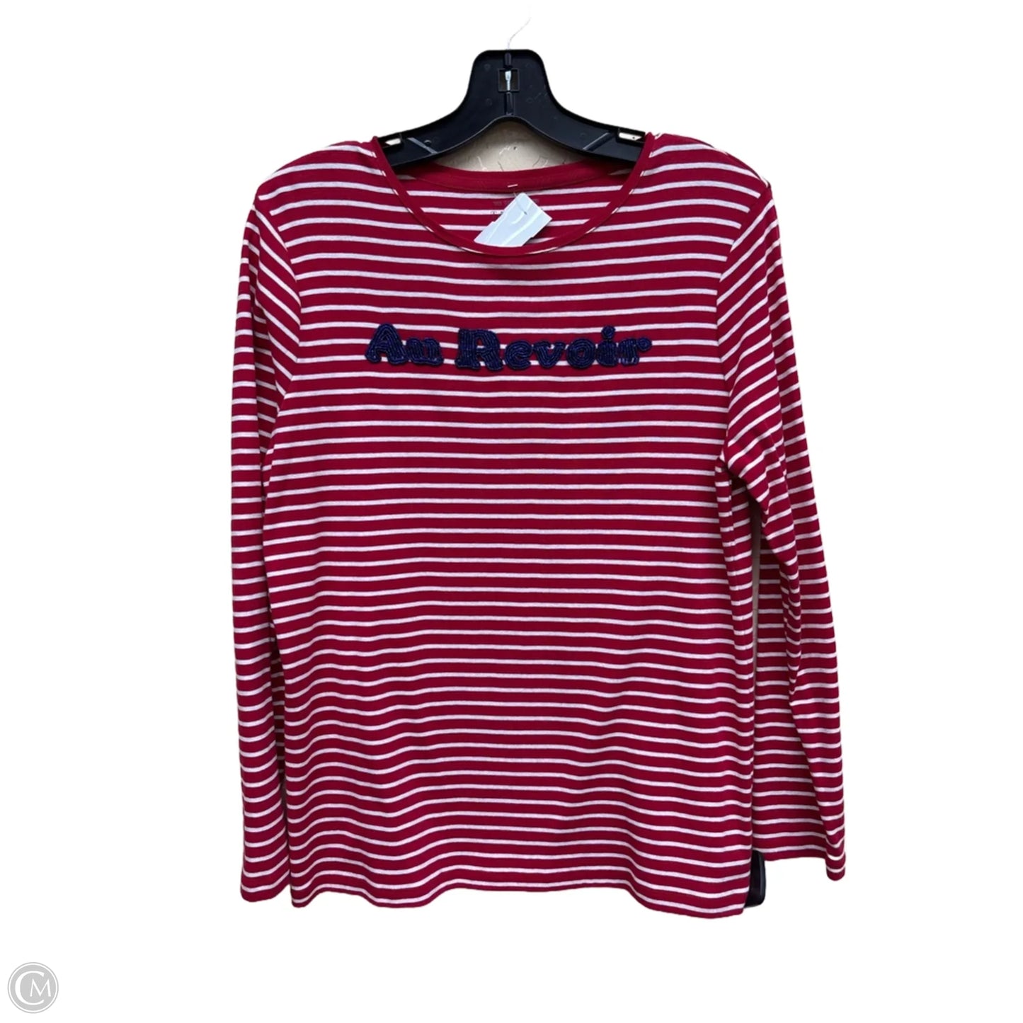 Top Long Sleeve By Talbots In Red & White, Size: L