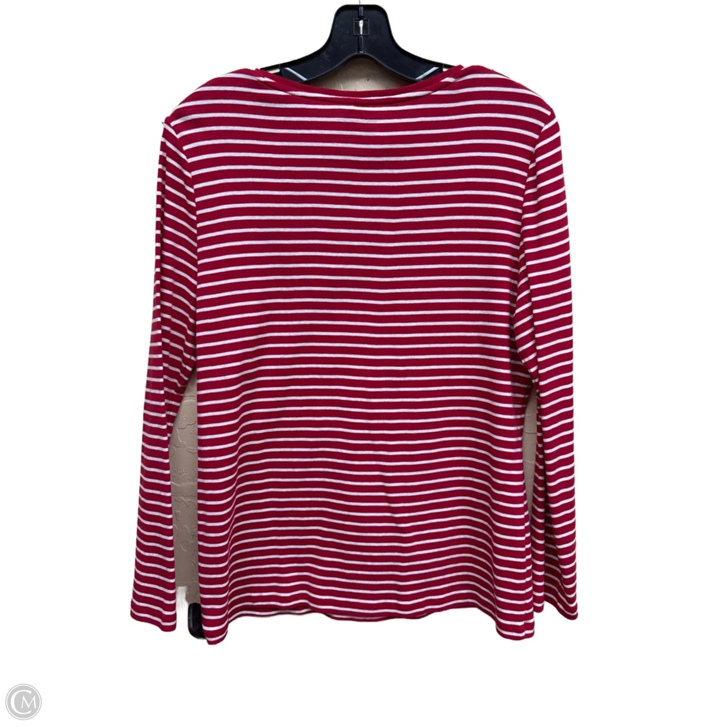 Top Long Sleeve By Talbots In Red & White, Size: L
