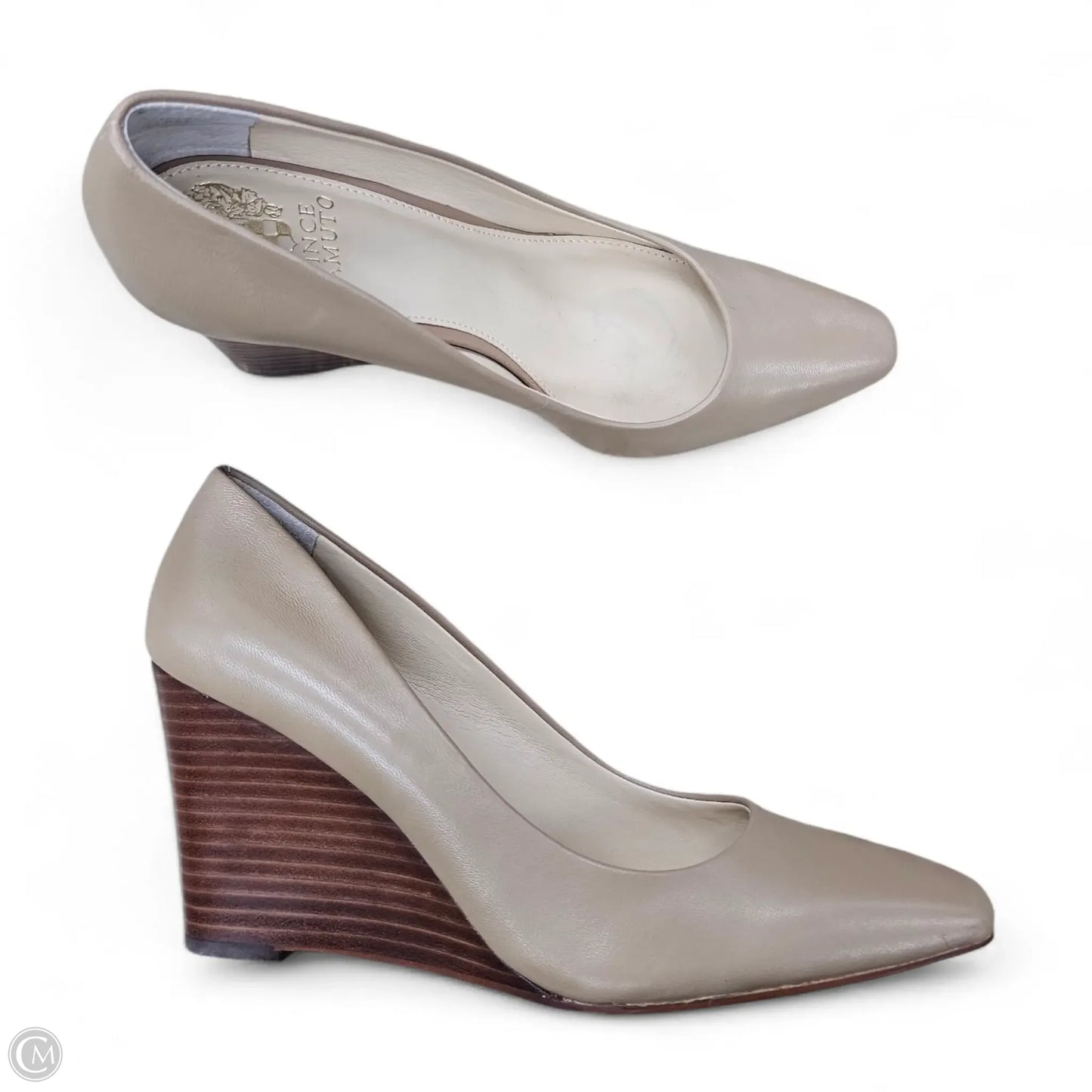 Shoes Heels Wedge By Vince Camuto In Brown & Tan, Size: 8.5