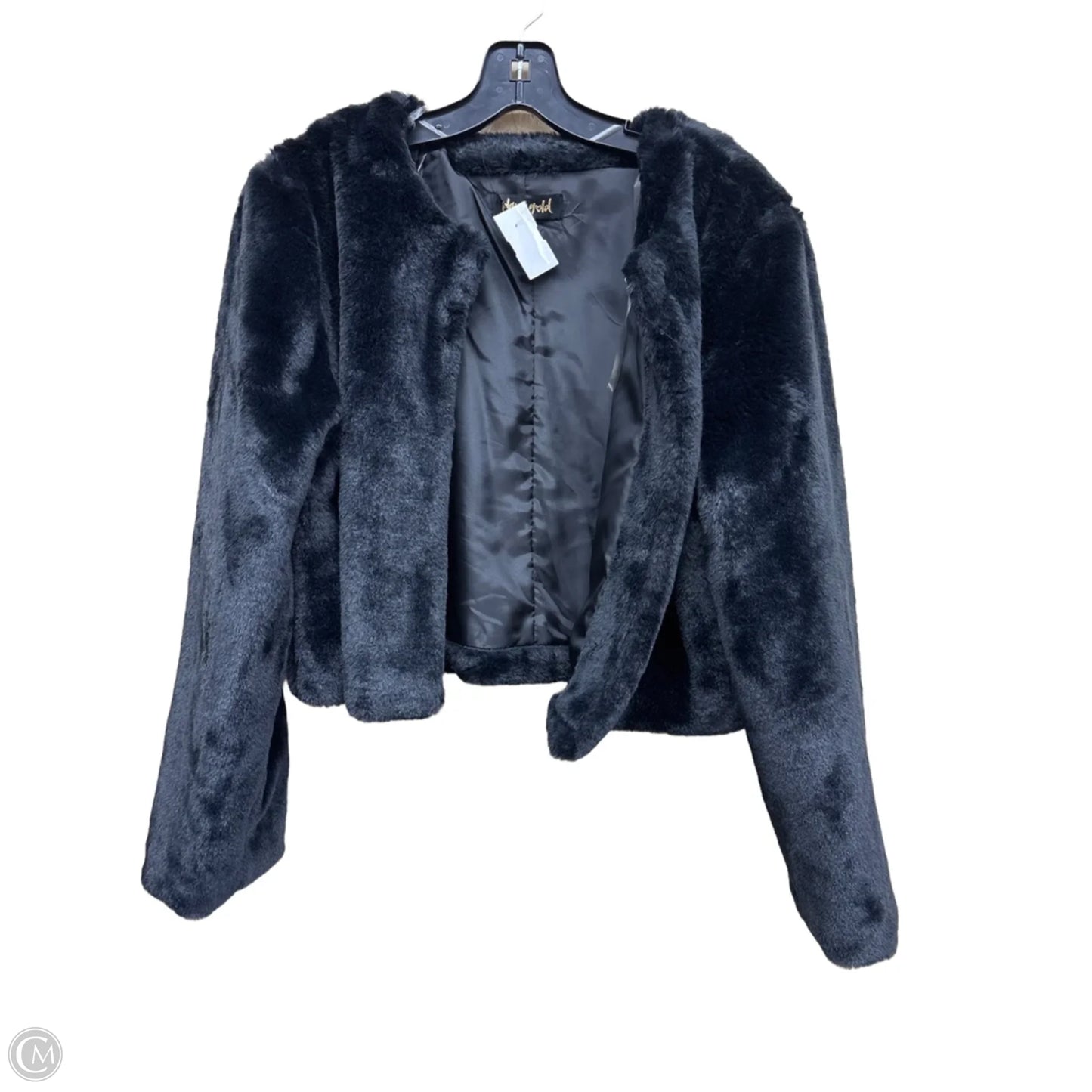 Jacket Faux Fur & Sherpa By Clothes Mentor In Black, Size: L
