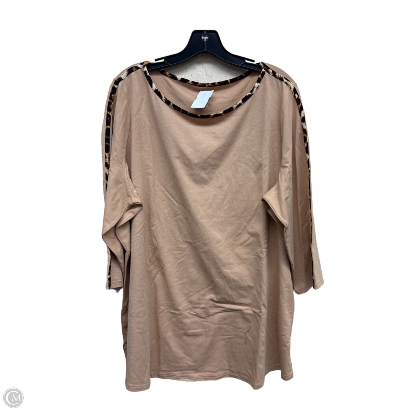 Top Long Sleeve By Belle By Kim Gravel In Tan, Size: 1x
