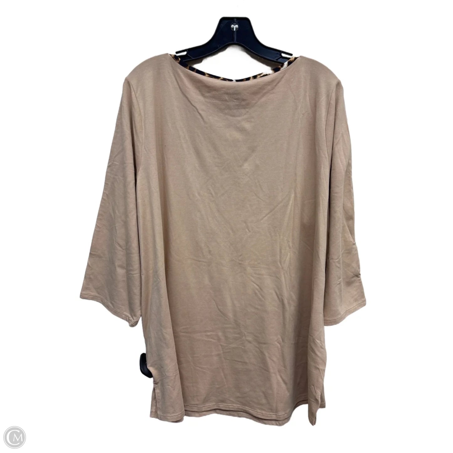 Top Long Sleeve By Belle By Kim Gravel In Tan, Size: 1x