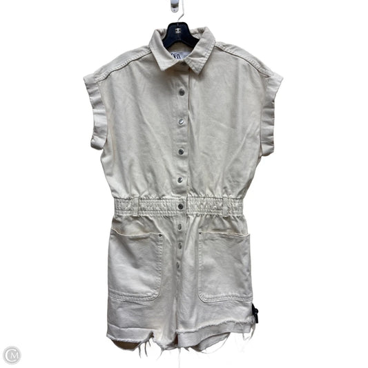 Romper By Zara In Cream Denim, Size: M