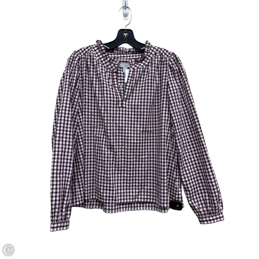 Top Long Sleeve By Ann Taylor In Plaid Pattern, Size: S