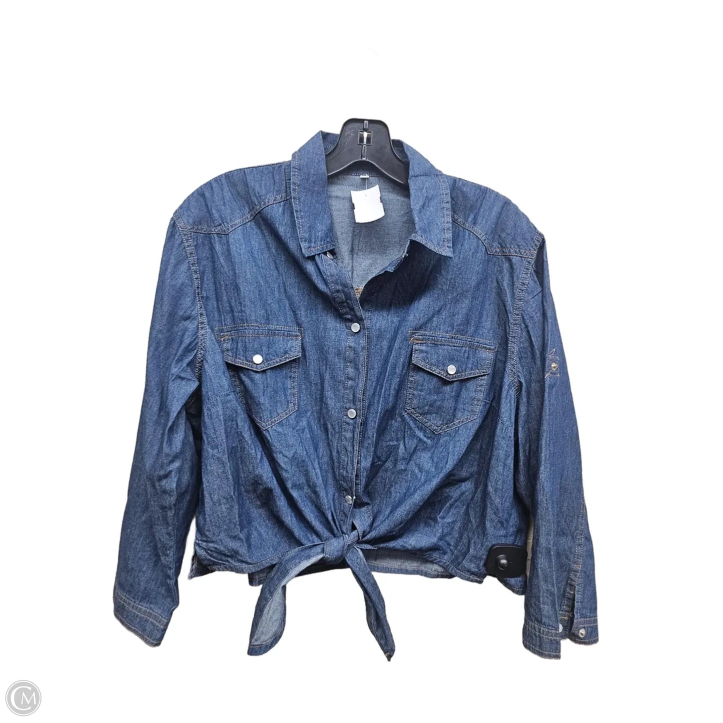 Top Long Sleeve By Clothes Mentor In Blue Denim, Size: Xl