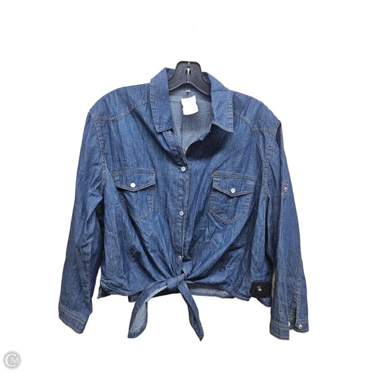 Top Long Sleeve By Clothes Mentor In Blue Denim, Size: Xl
