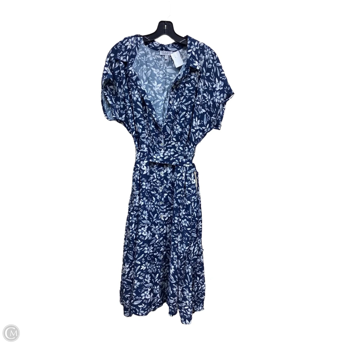 Dress Casual Maxi By Clothes Mentor In Blue & White, Size: L