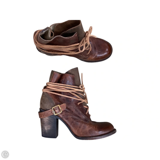 Boots Ankle Heels By Freebird In Brown, Size: 10
