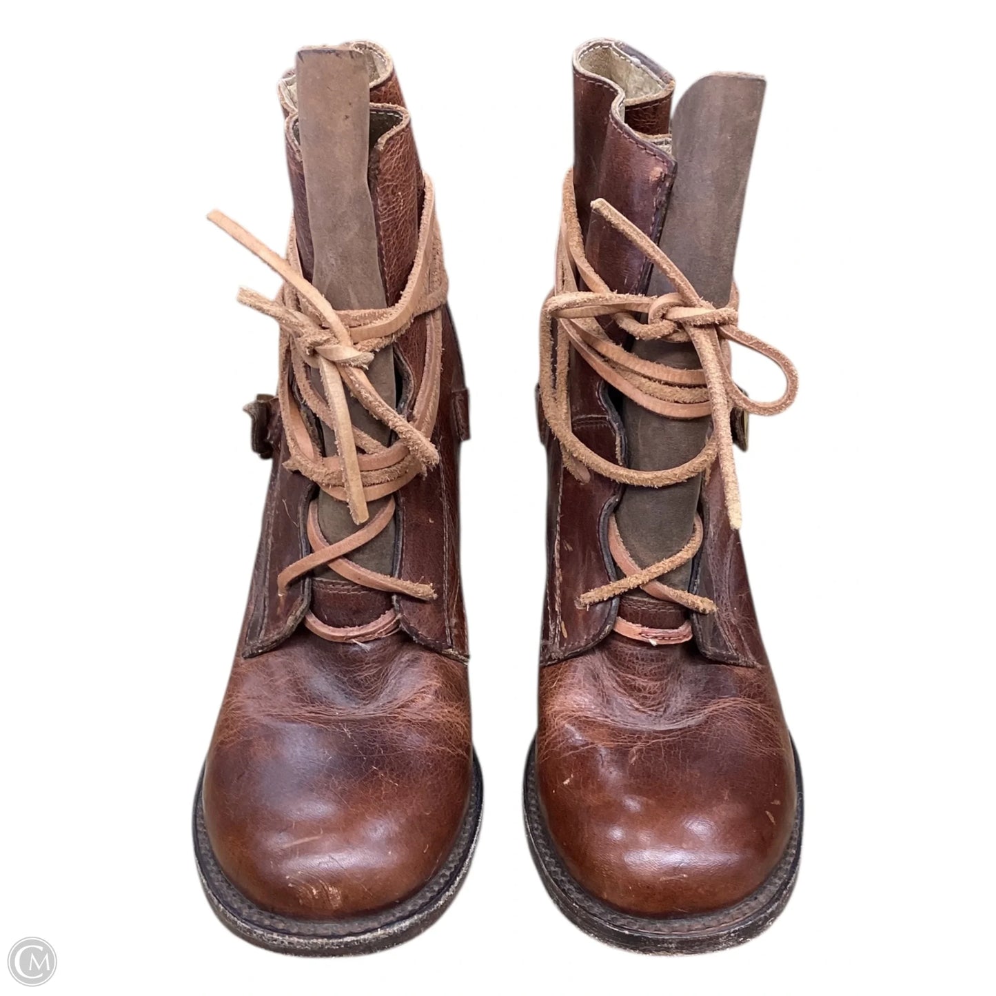 Boots Ankle Heels By Freebird In Brown, Size: 10