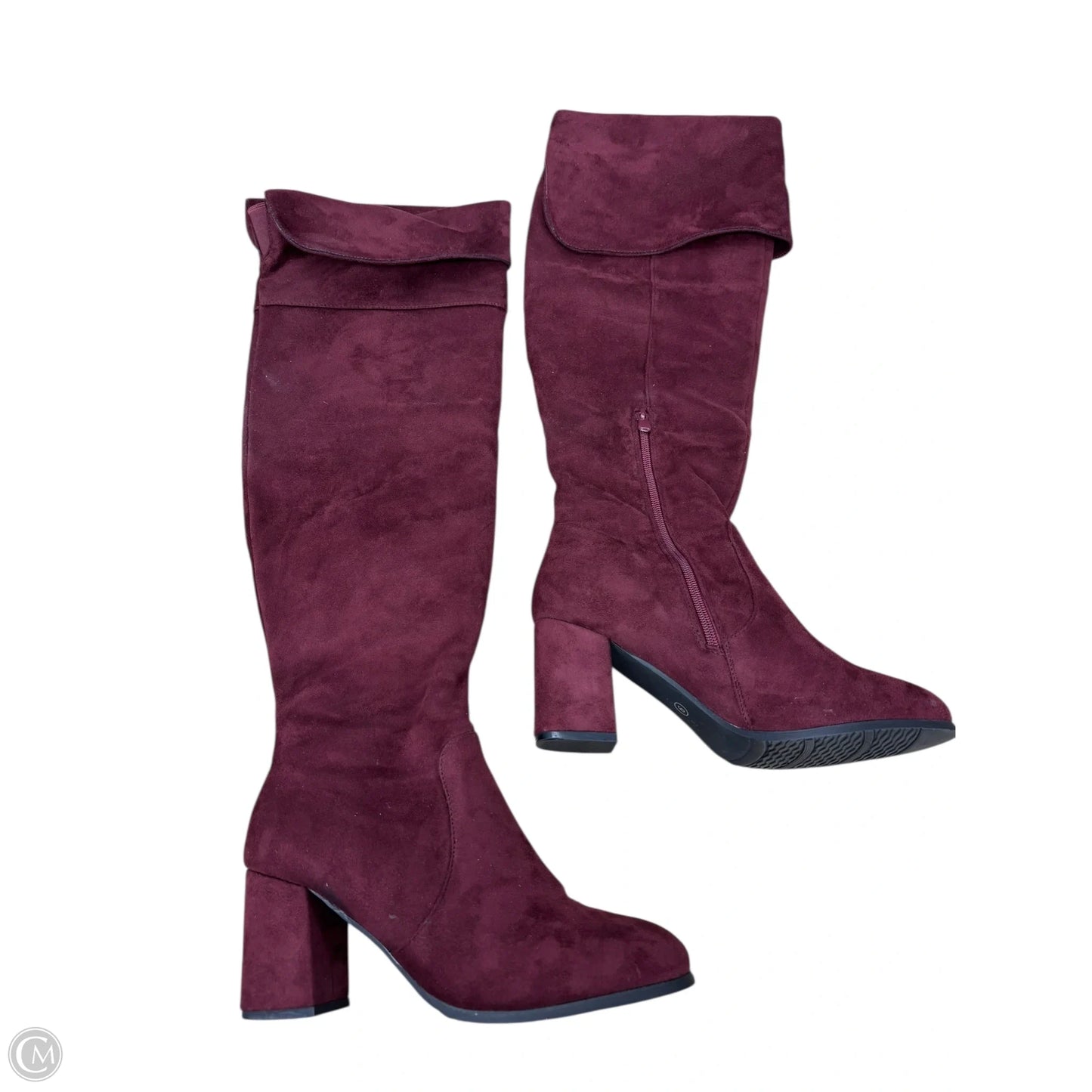 Boots Knee Heels By Clothes Mentor In Maroon, Size: 9