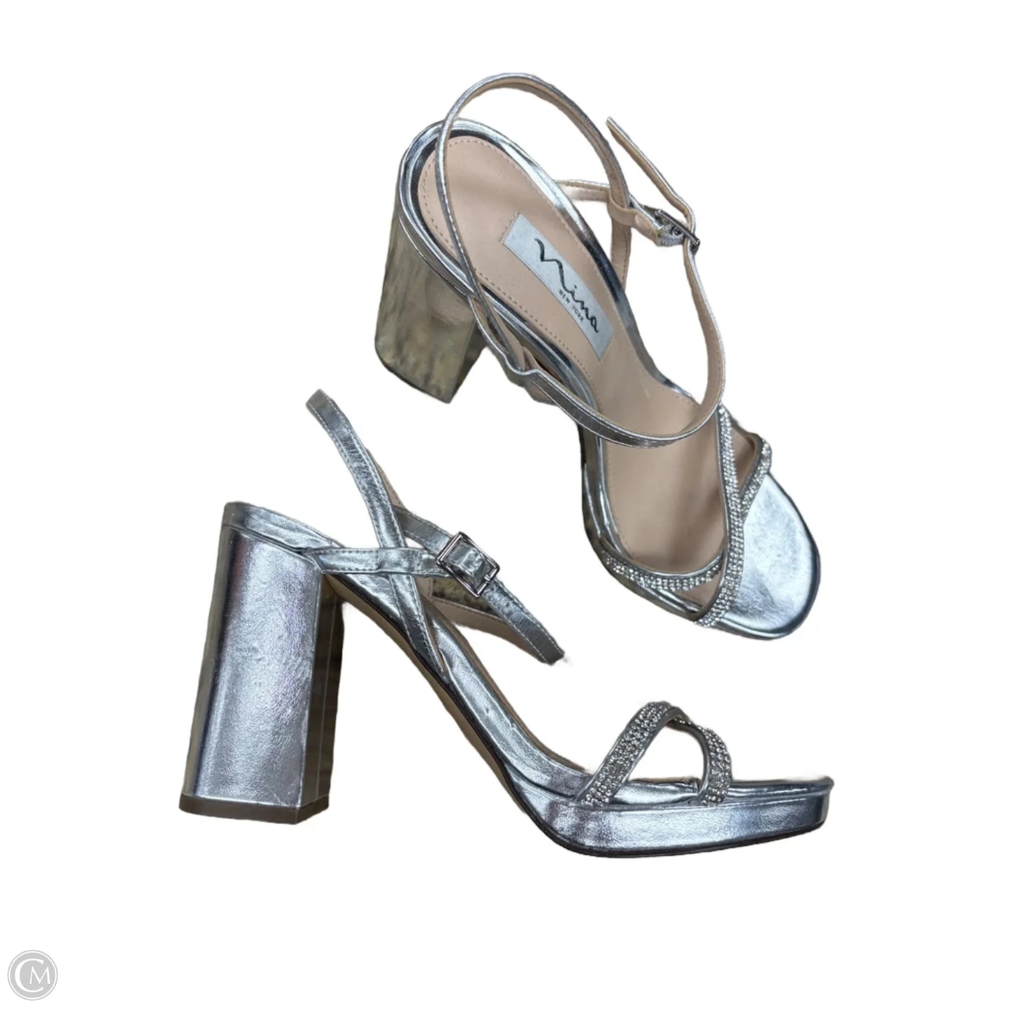 Sandals Heels Block By Nina In Silver, Size: 7
