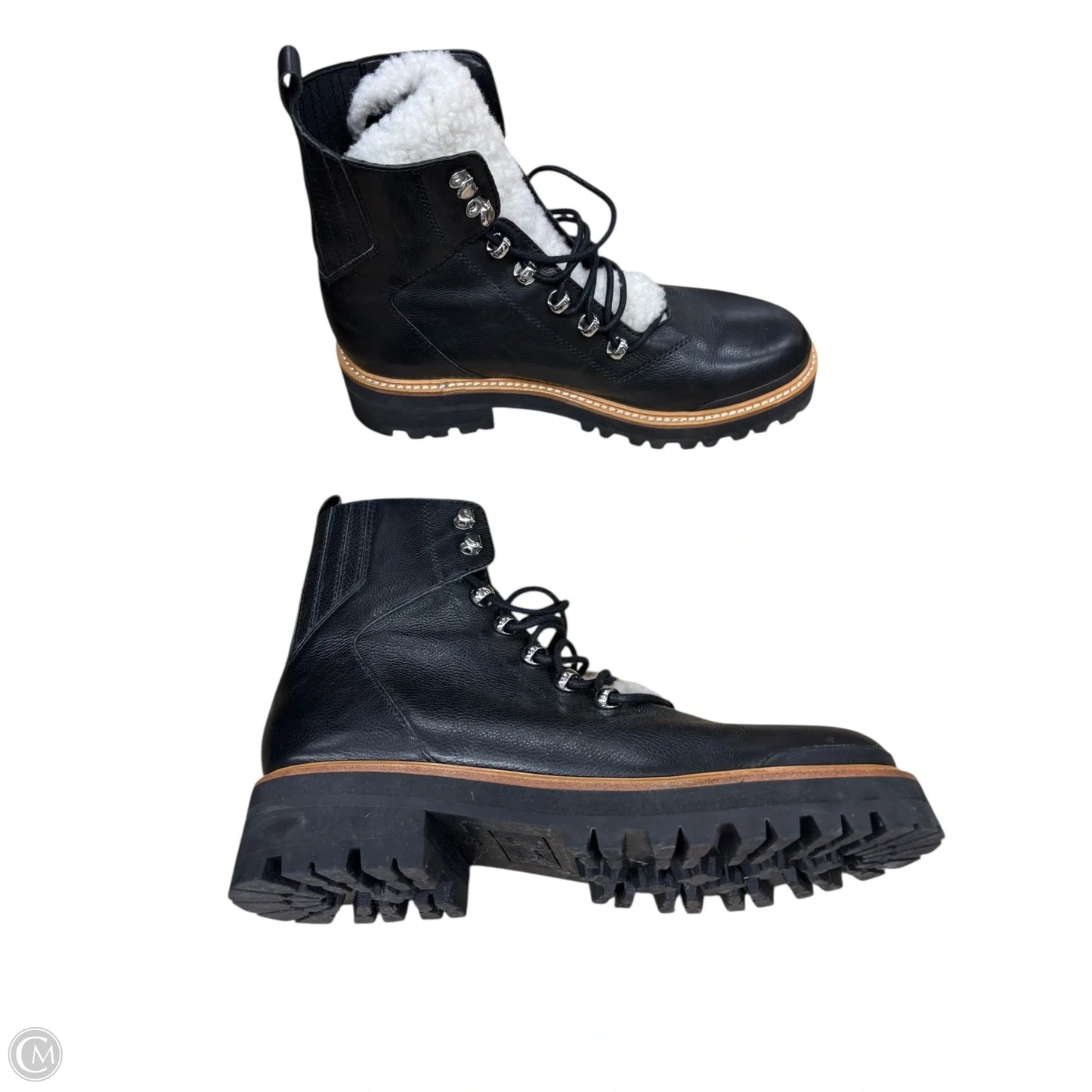 Boots Ankle Flats By Marc Fisher In Black & Tan, Size: 8.5