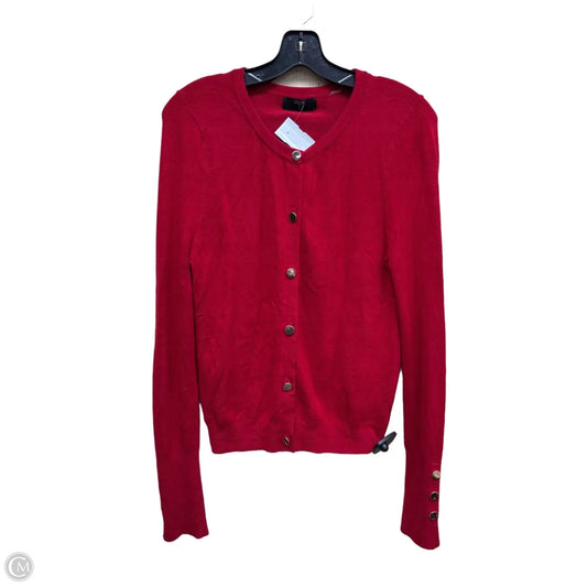 Sweater Cardigan By Tahari By Arthur Levine In Red, Size: L