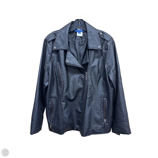 Jacket Leather By Apt 9 In Black, Size: L