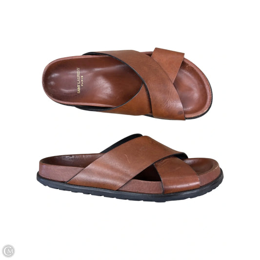 Sandals Luxury Designer By Yves Saint Laurent In Brown, Size: 8