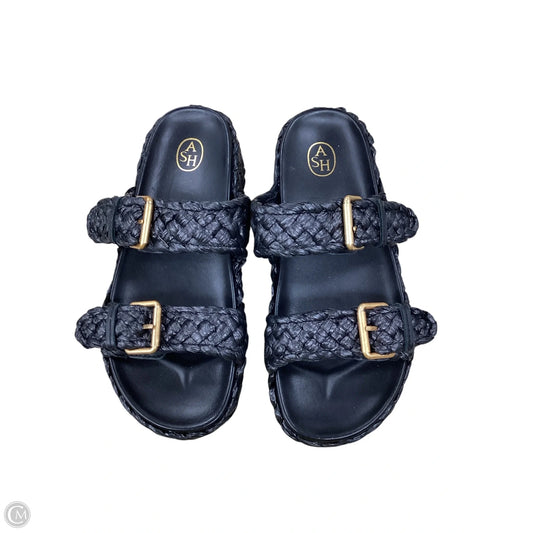 Sandals Flats By Ash In Black & Gold, Size: 9.5