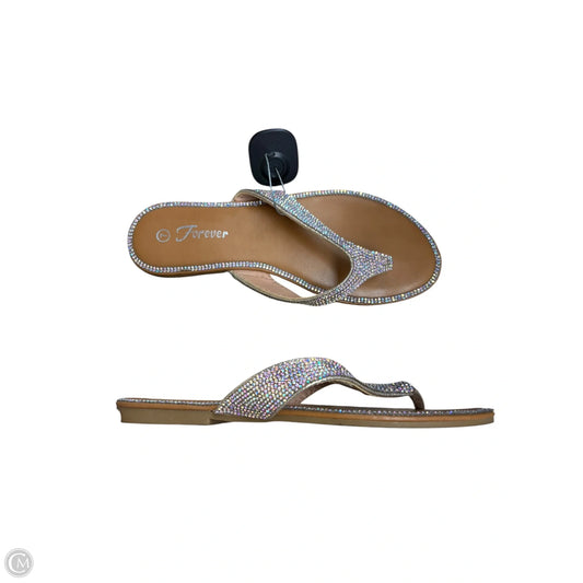 Sandals Flats By Clothes Mentor In Silver, Size: 7