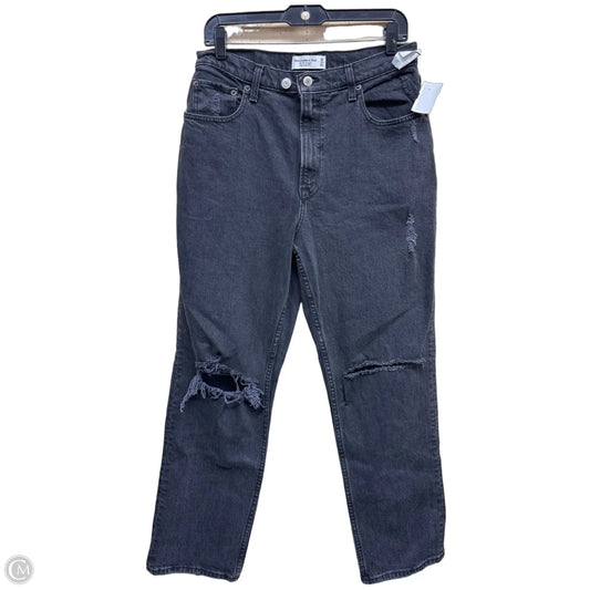 Jeans Straight By Abercrombie And Fitch In Black Denim, Size: 10