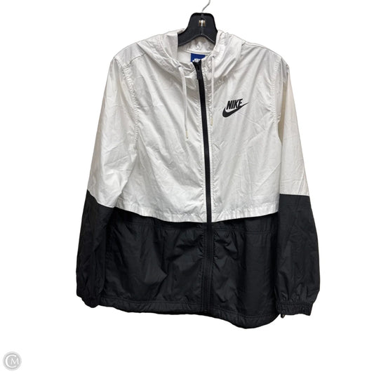 Athletic Jacket By Nike In Black & White, Size: S