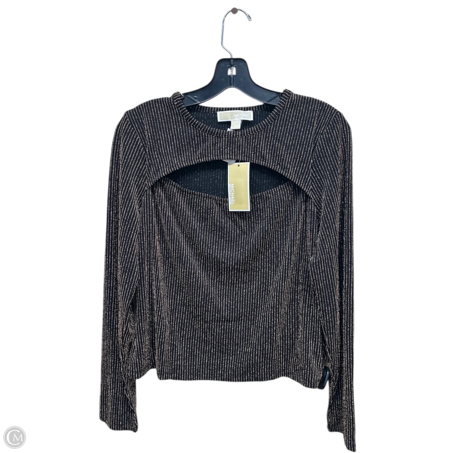 Top Long Sleeve By Michael By Michael Kors In Black & Gold, Size: L