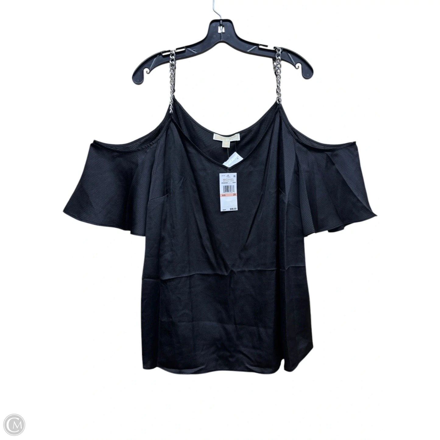 Top Short Sleeve By Michael By Michael Kors In Black & Silver, Size: Xxl