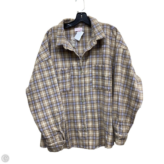 Top Long Sleeve By Pink Lily In Plaid Pattern, Size: Xl