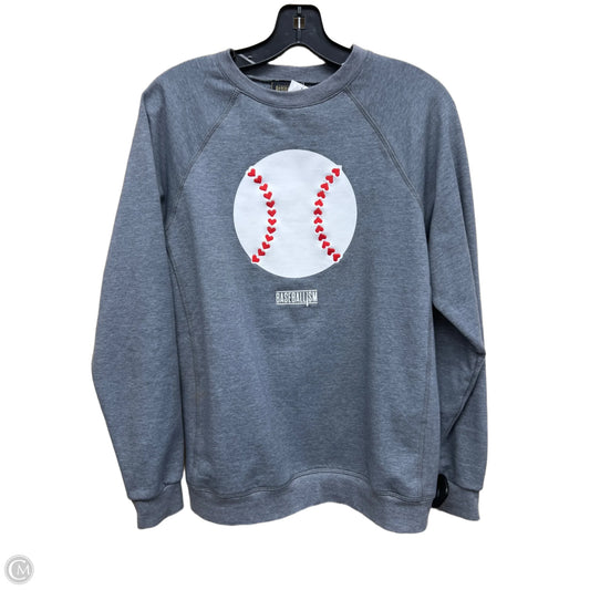 Sweatshirt Collar By Clothes Mentor In Grey & White, Size: M