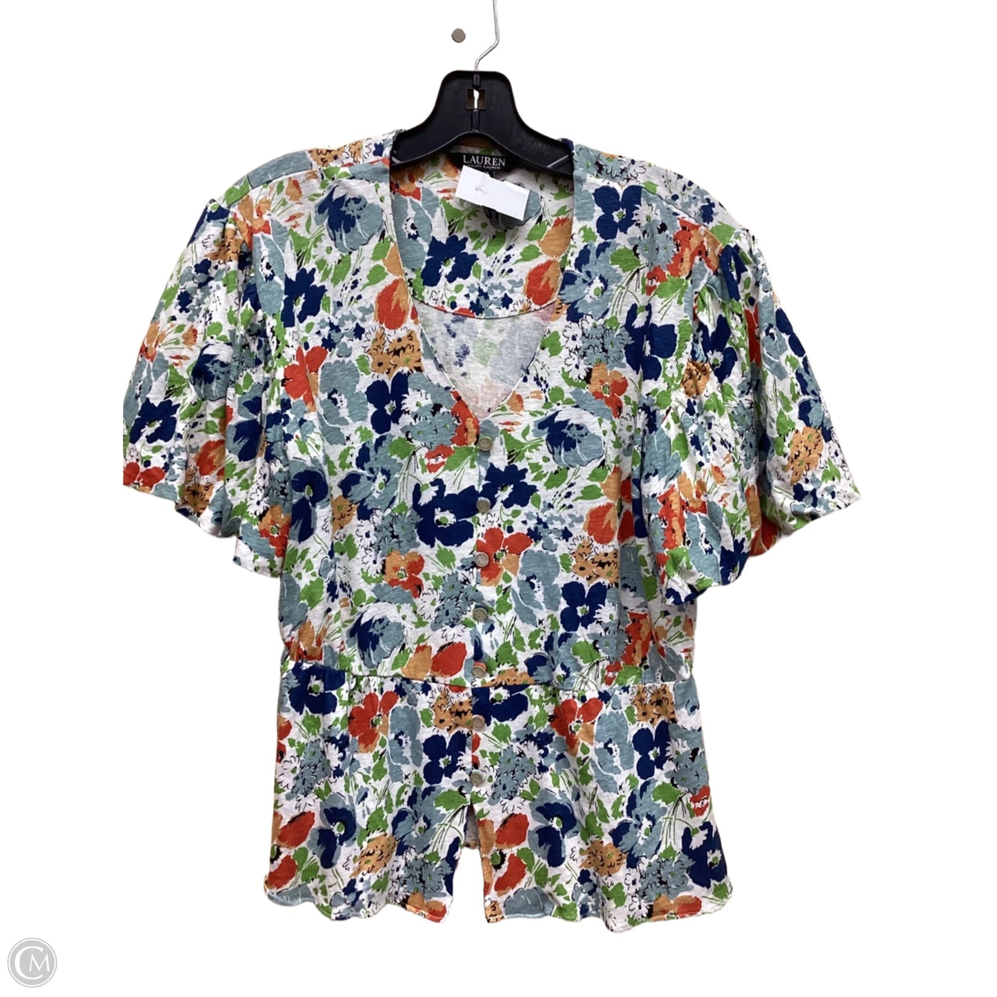 Top Short Sleeve By Lauren By Ralph Lauren In Floral Print, Size: S