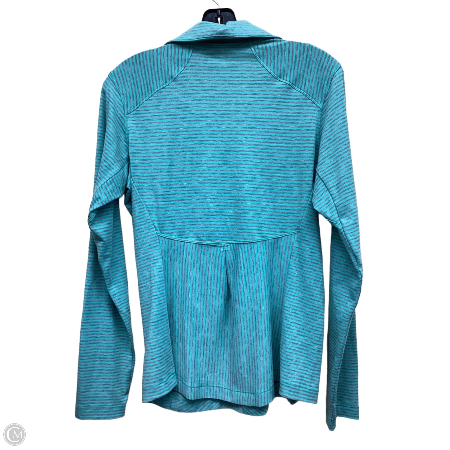 Athletic Top Long Sleeve Collar By Columbia In Green & Grey, Size: M