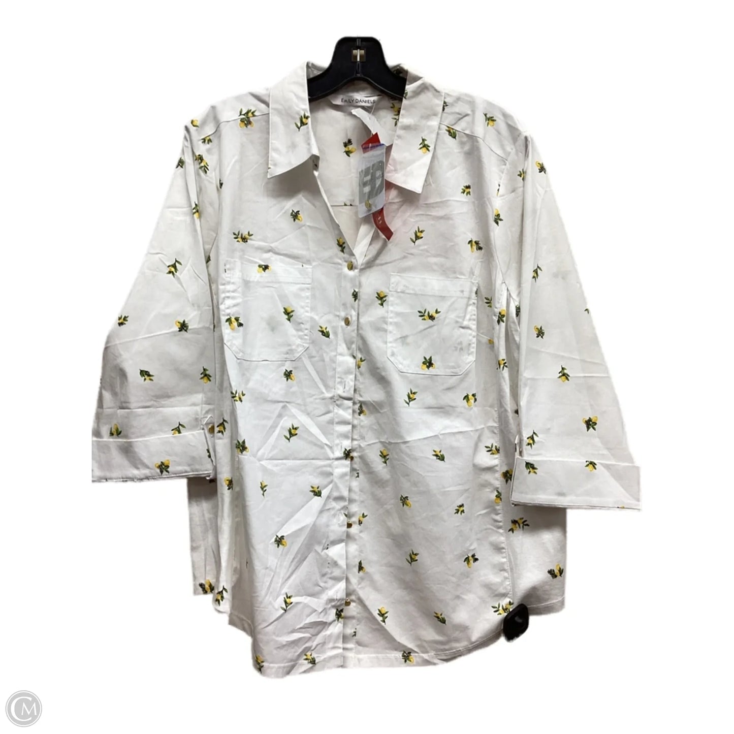 Top Long Sleeve By Clothes Mentor In White & Yellow, Size: Xl