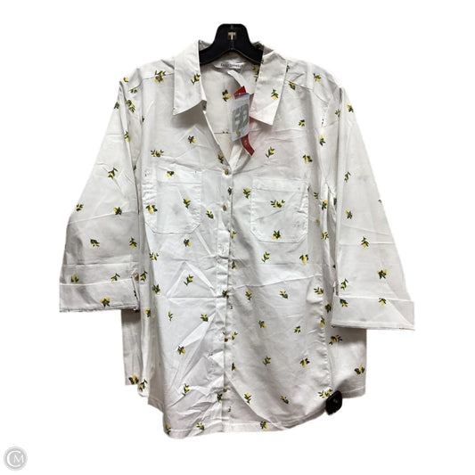 Top Long Sleeve By Clothes Mentor In White & Yellow, Size: Xl