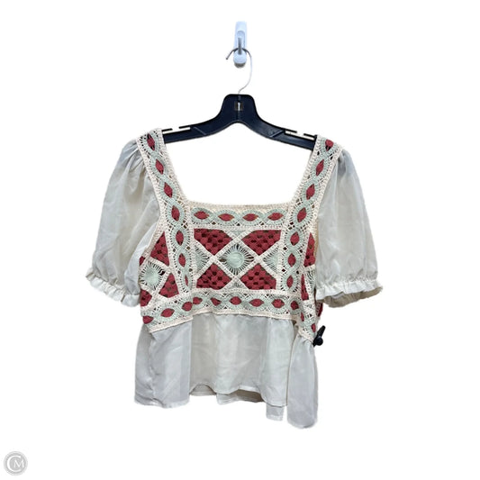 Top Short Sleeve By Clothes Mentor In Cream & Red, Size: M