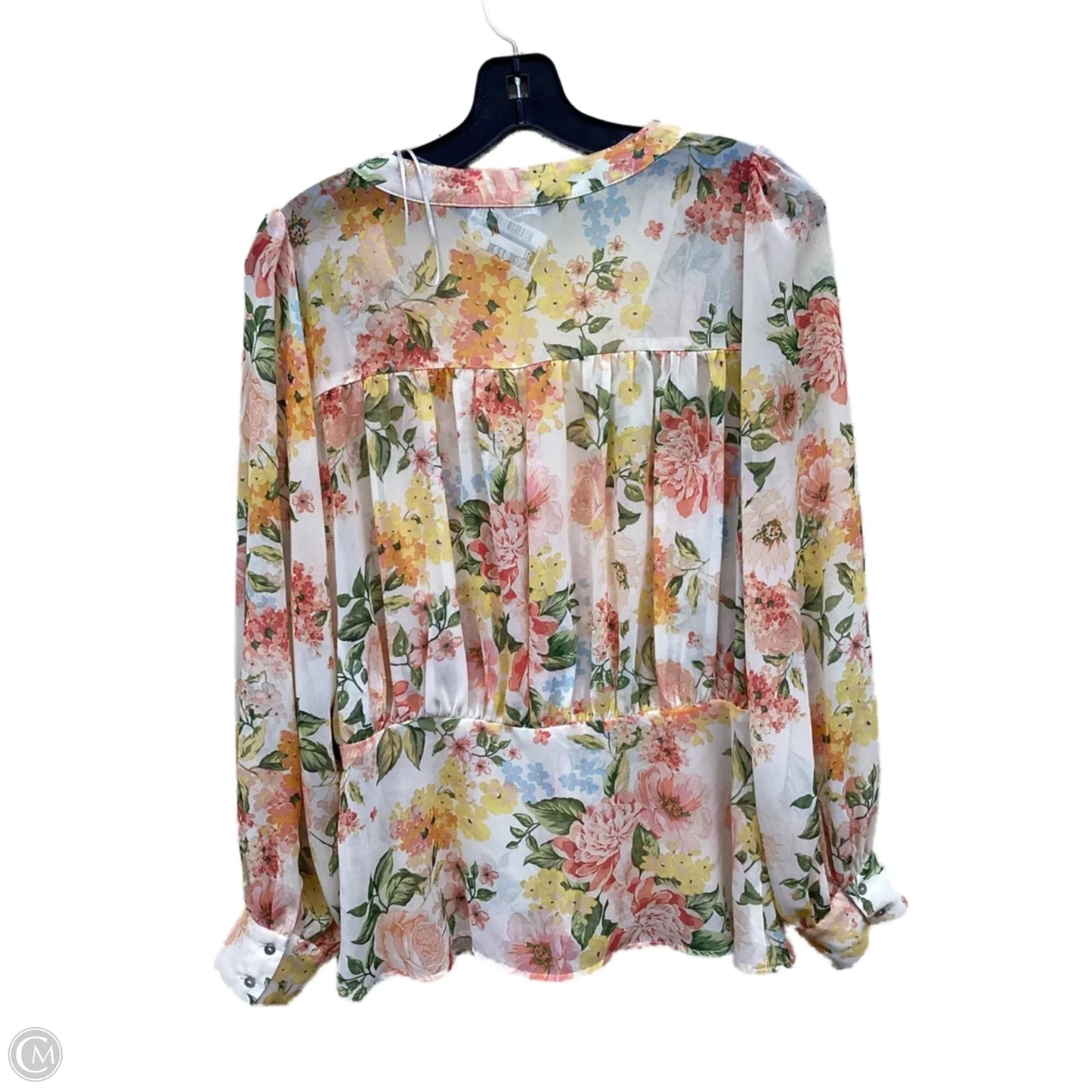Top Long Sleeve By Zara In Floral Print, Size: M