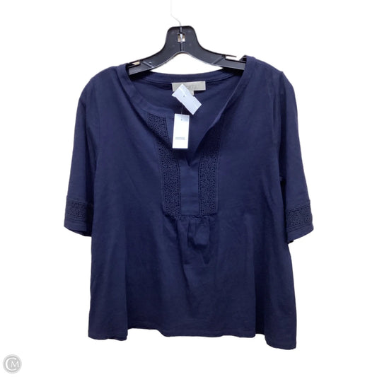 Top Short Sleeve By Loft In Navy, Size: M