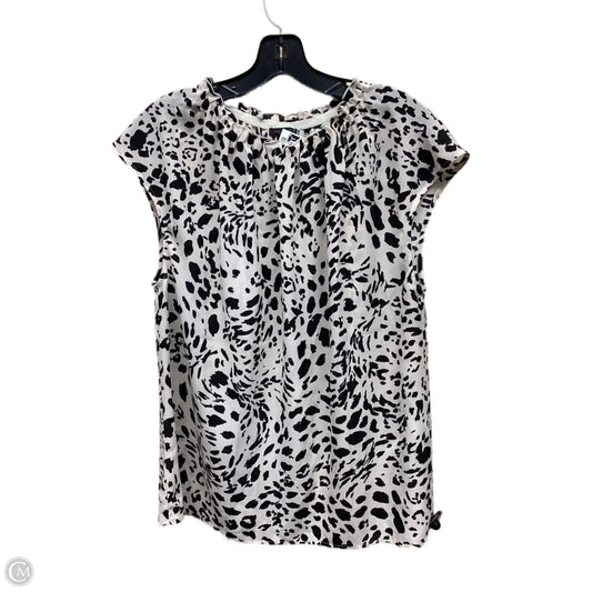 Top Short Sleeve By Ann Taylor In Black & Cream, Size: L