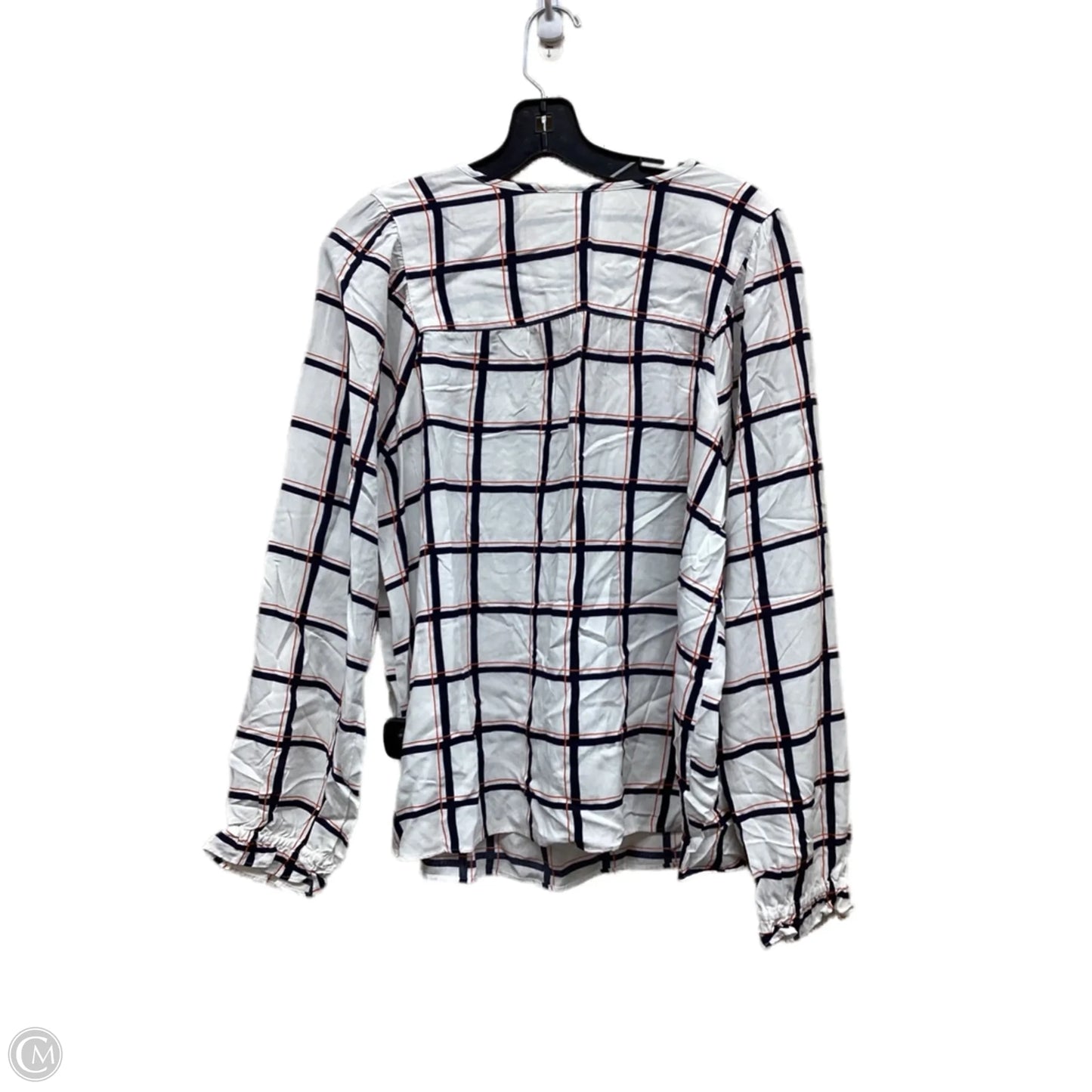 Top Long Sleeve By Loft In Plaid Pattern, Size: L