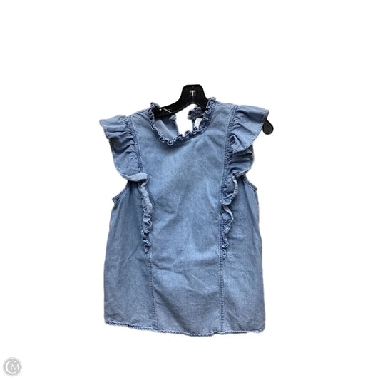 Top Short Sleeve By Timing In Blue Denim, Size: M
