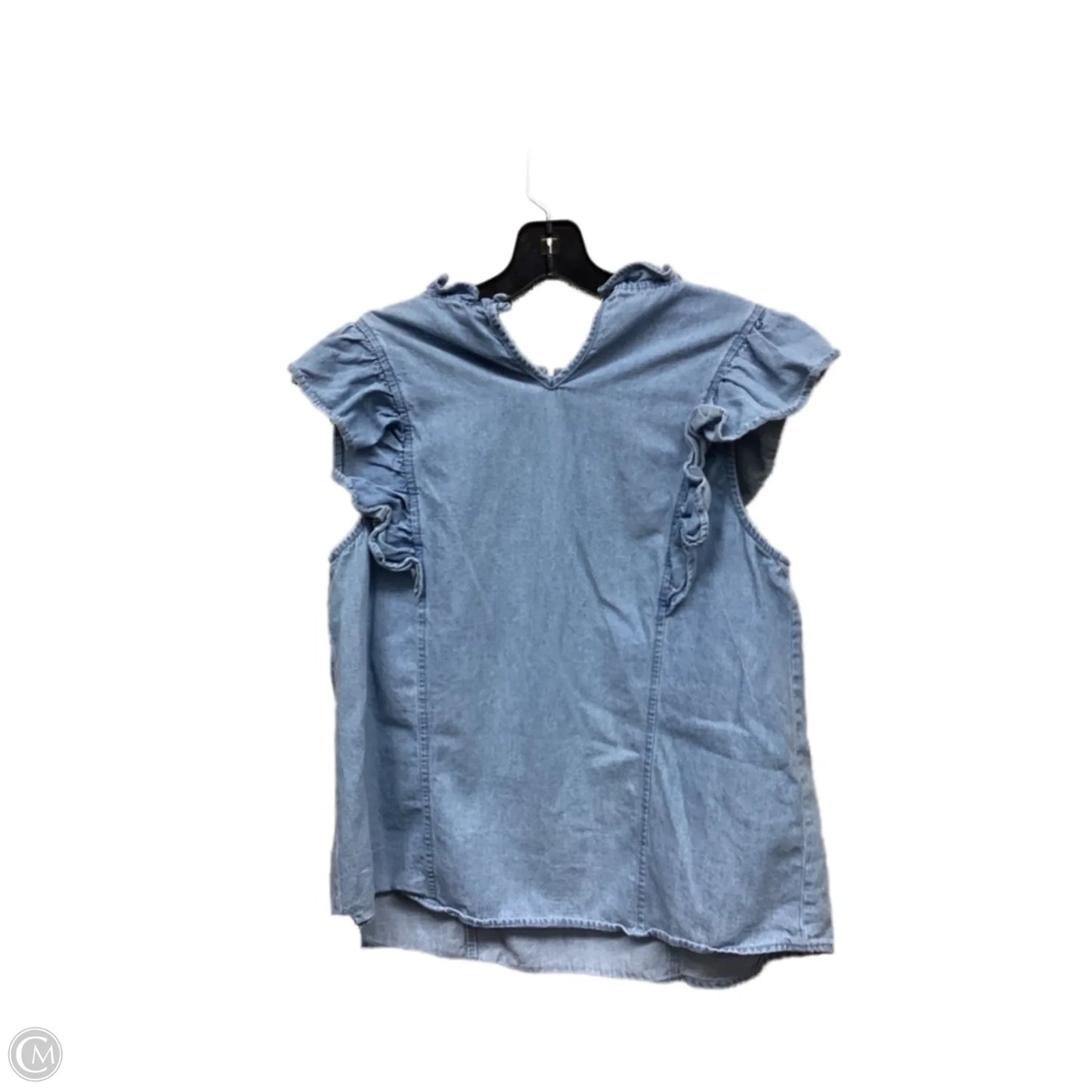 Top Short Sleeve By Timing In Blue Denim, Size: M