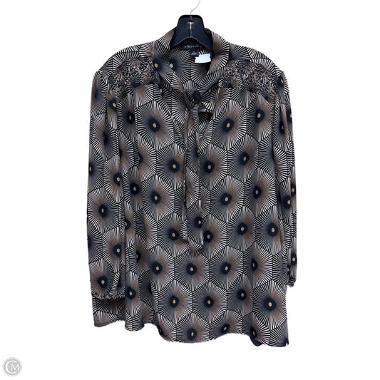 Top Long Sleeve By Clothes Mentor In Brown & Cream, Size: 3x