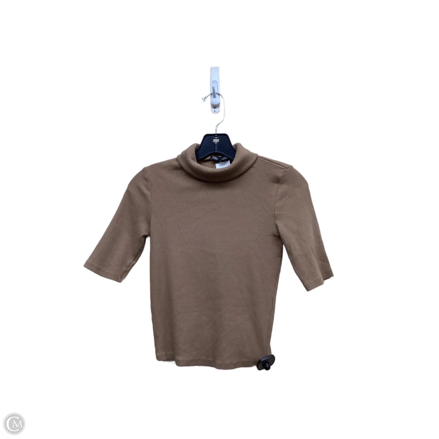 Top Short Sleeve By Zara In Tan, Size: S